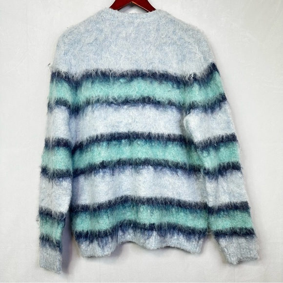 ASOS Striped Sweater Wool Oversized Extreme Fluffy Blue Designer Men’s Ombre - Picture 8 of 9